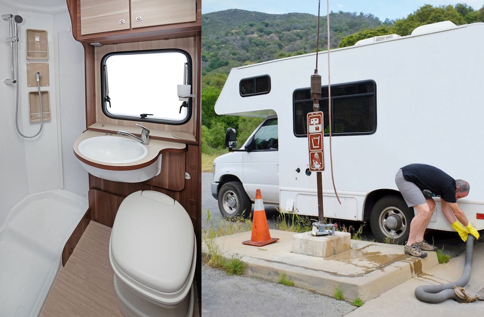 Portable RV/camper toilet and holding tank setup in Hillsboro, Oregon